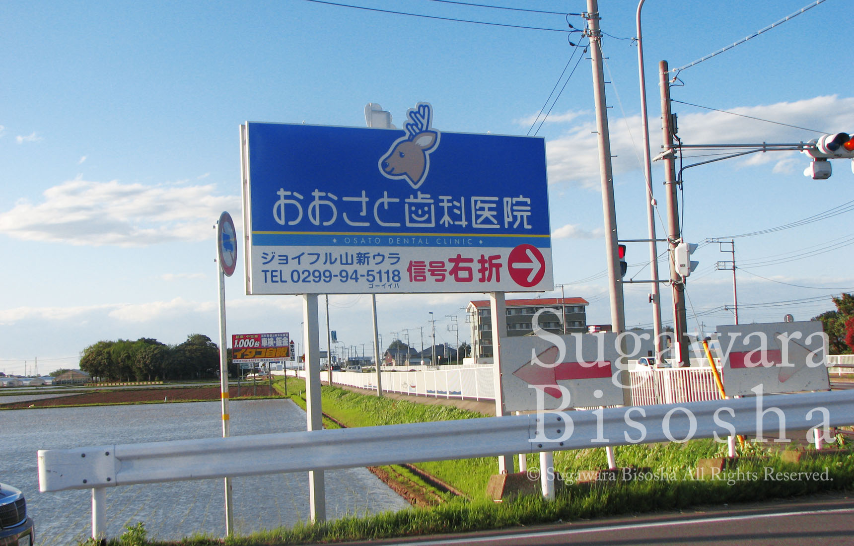 ロゴマークを大きく表示した 歯科医院の野立て誘導看板 神栖看板 Com